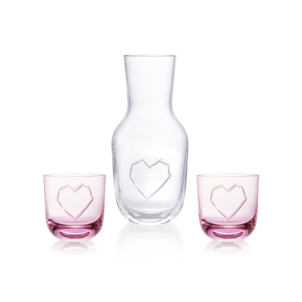 Karafa Love I 1200 ml + 2 sklenice  Love I 200 ml pink