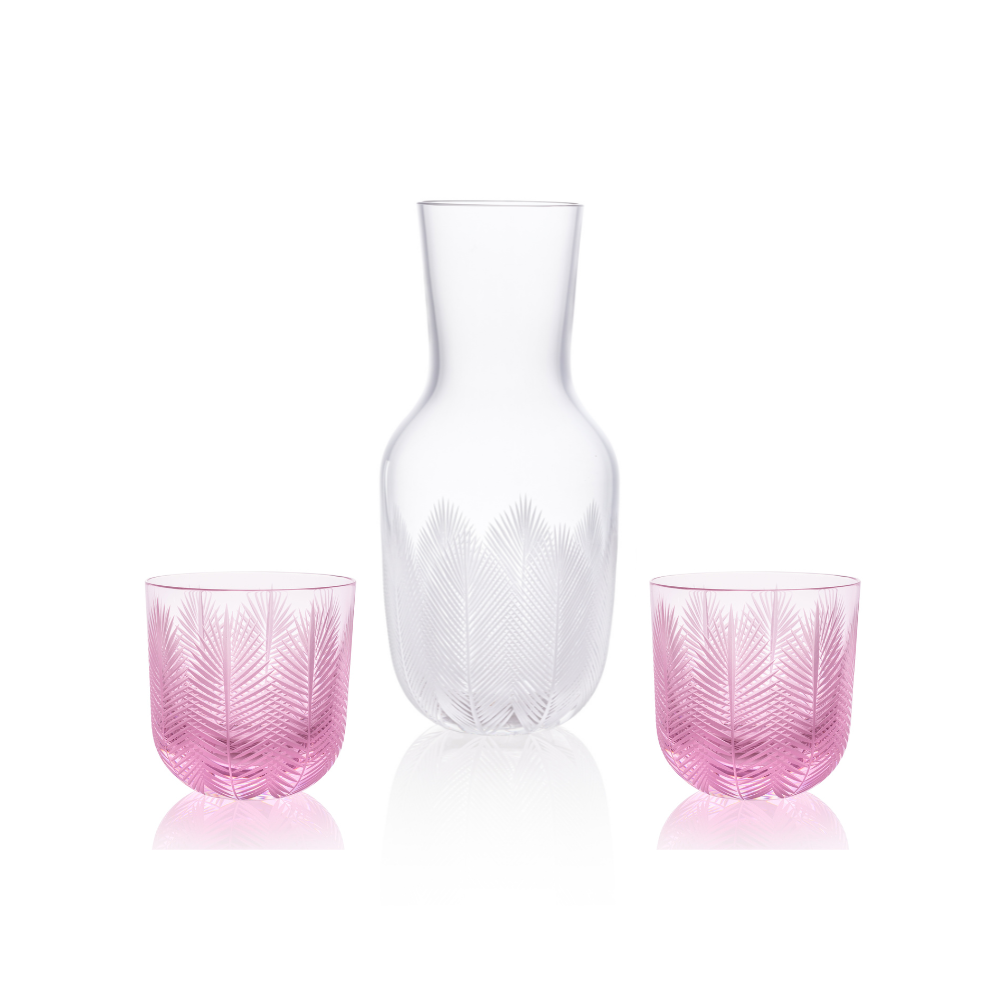 Karafa Feathers I 1200 ml + 2 sklenice Feathers 200 ml pink