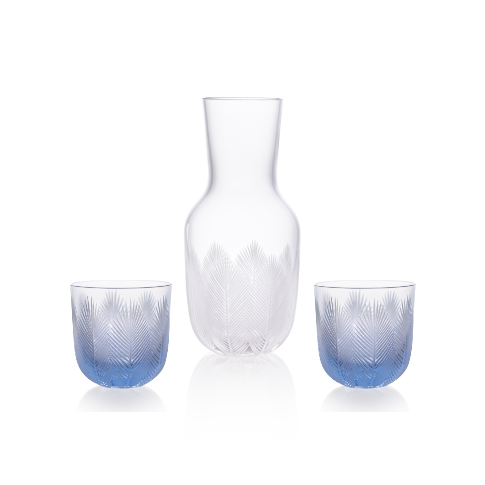 Karafa Feathers I 1200 ml + 2 sklenice Feathers 200 ml blue