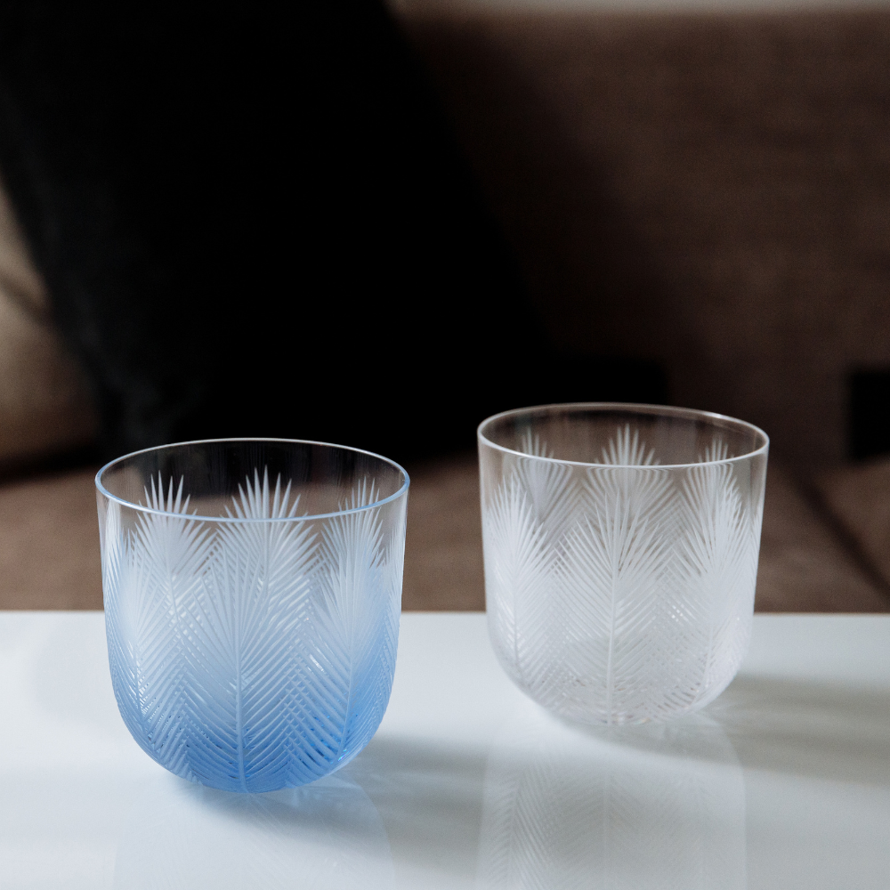 Karafa Feathers I 1200 ml + 2 sklenice Feathers 200 ml blue