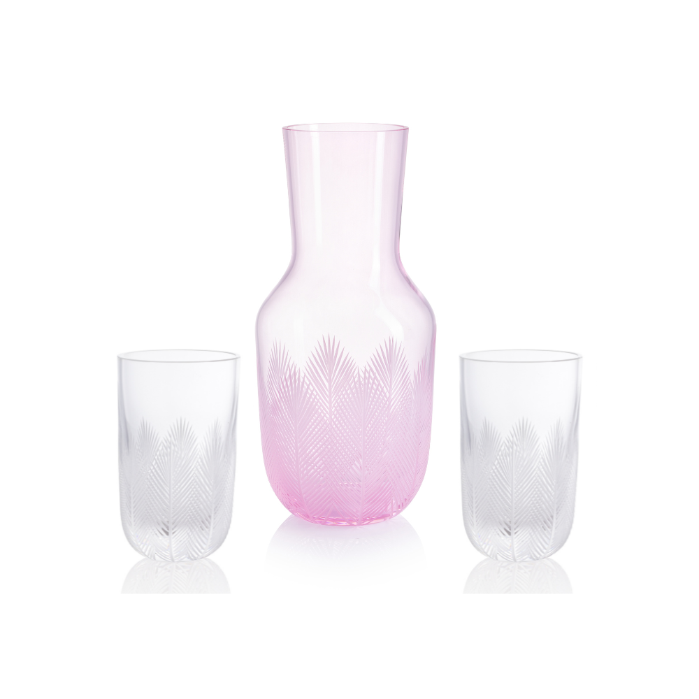 Karafa Feathers I pink 1200 ml + 2 sklenice Feathers 320 ml