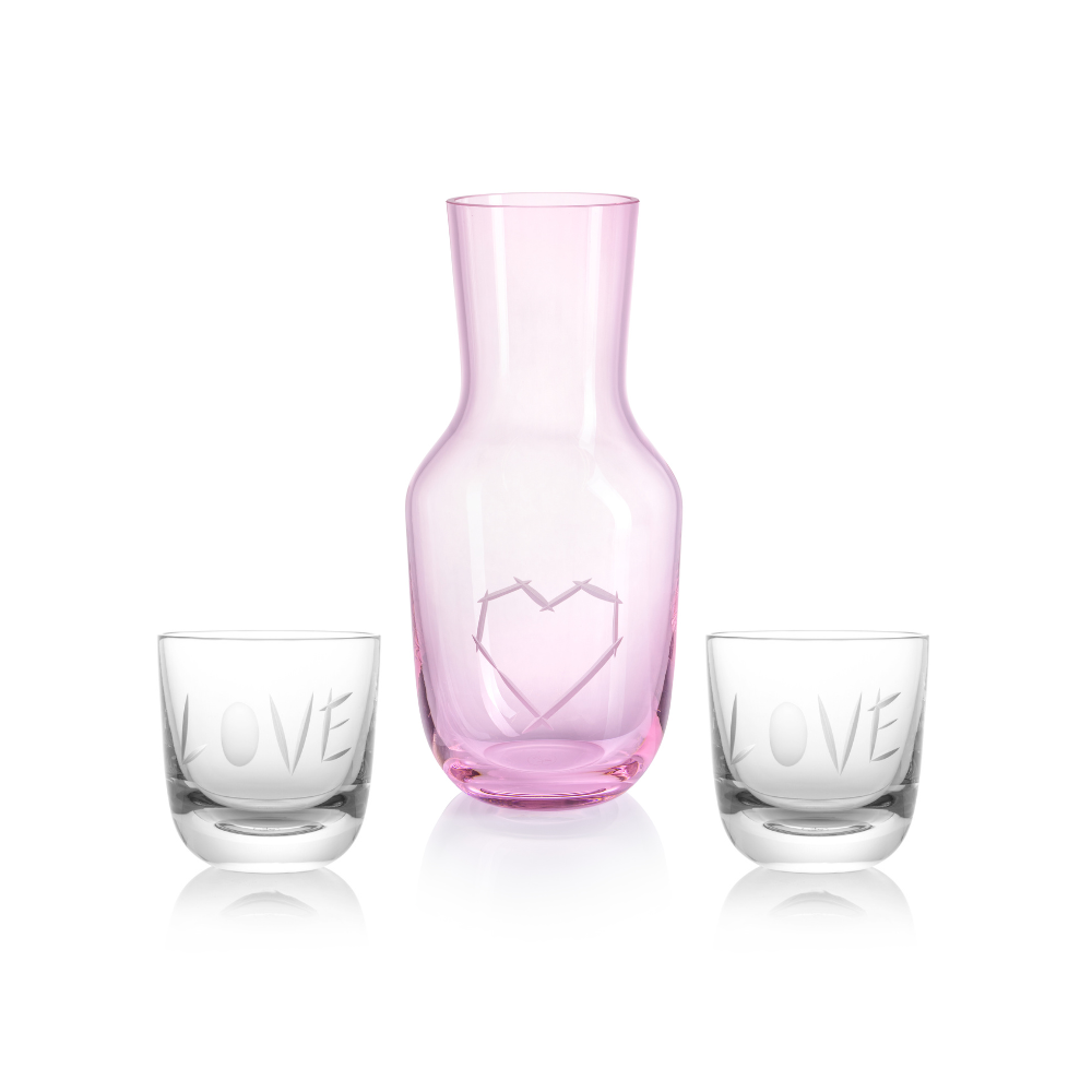 Karafa Love I pink 1200 ml + 2 sklenice  Love II 200 ml