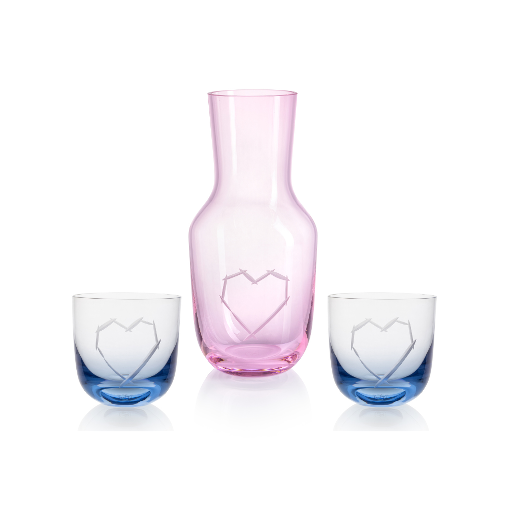 Karafa Love I pink 1200 ml + 2 sklenice Love I 200 ml blue